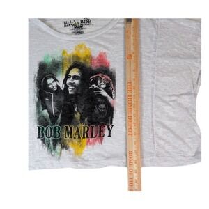 Bob Marley Billabong Collab Women's Light Gray Oversize Short Sleeve Top Medium
